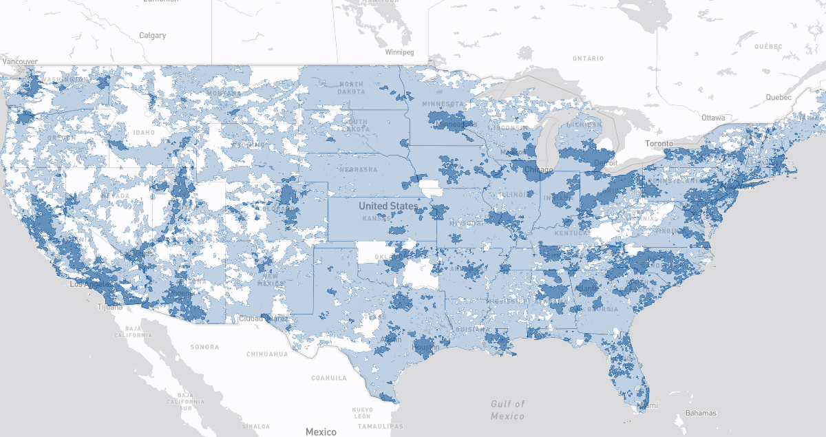 Affinity Cellular coverage map