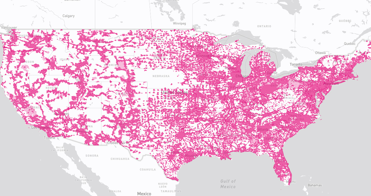 T-Mobile coverage map in Stockton, CA