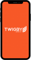 Image of cell phone with Twigby logo