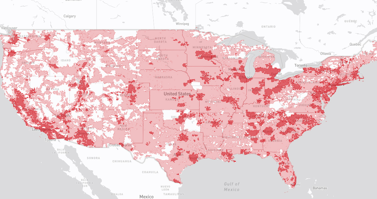 Verizon coverage map in Chandler, AZ