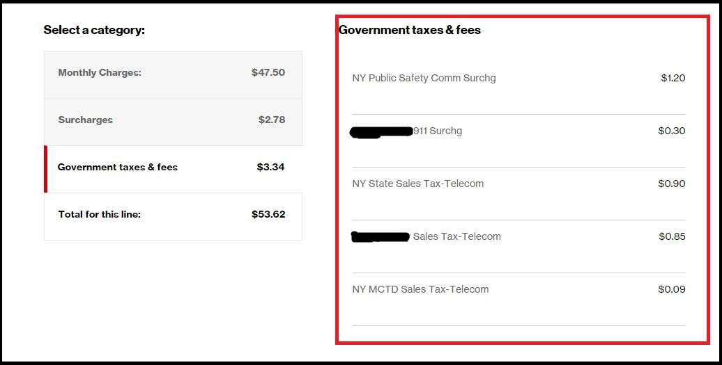 verizon government taxes